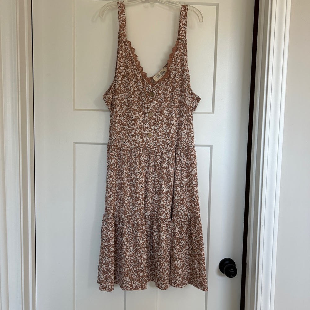 Sweet Wanderer Floral Mini Dress - Brown